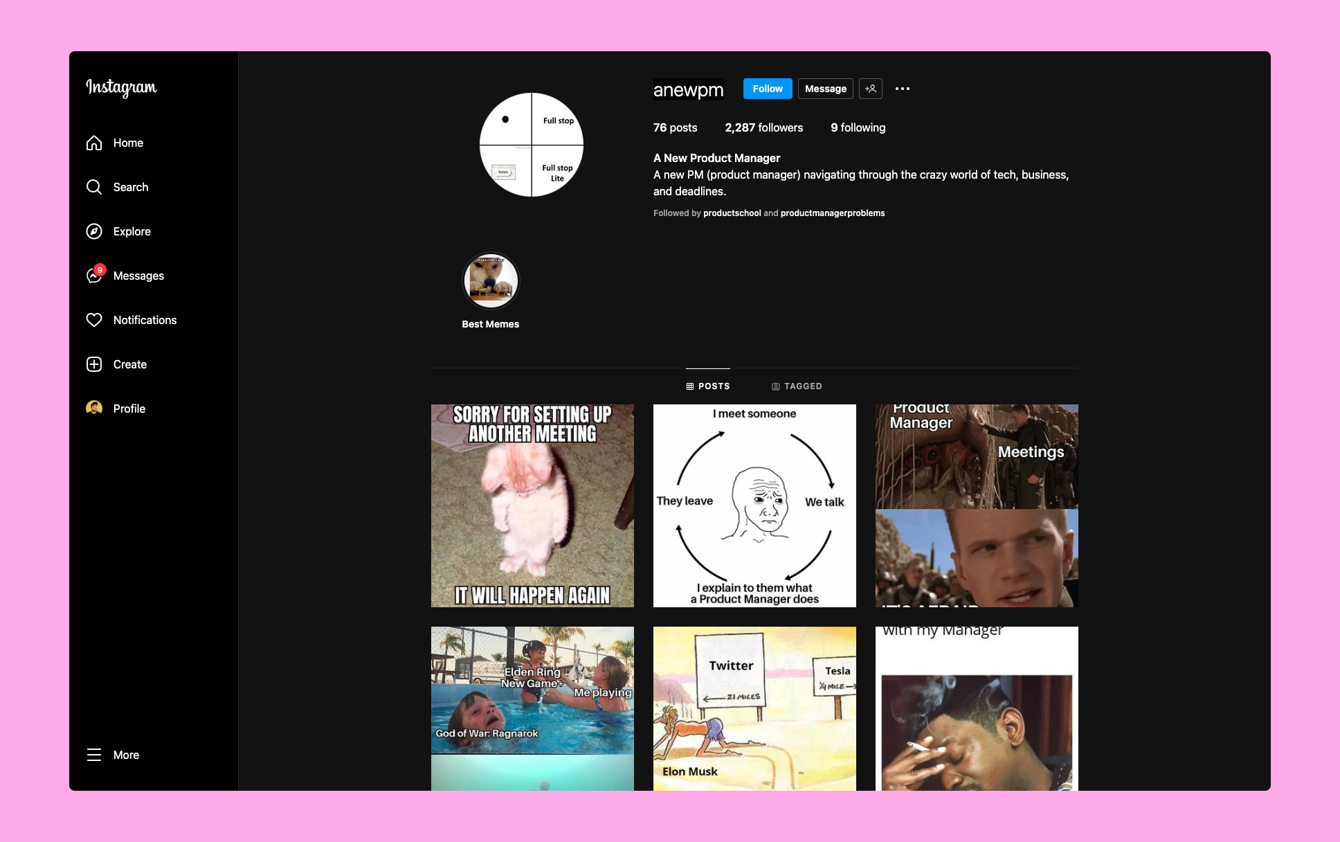 Best Product Management Memes Page on Instagram